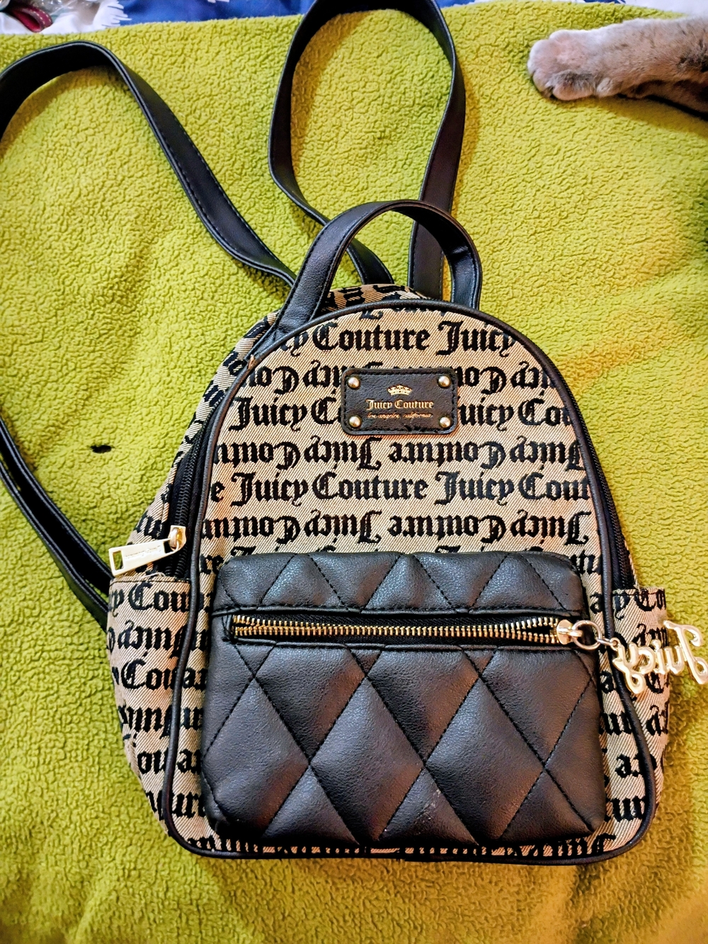 Juicy Couture Black and Beige Logo Mini Backpack